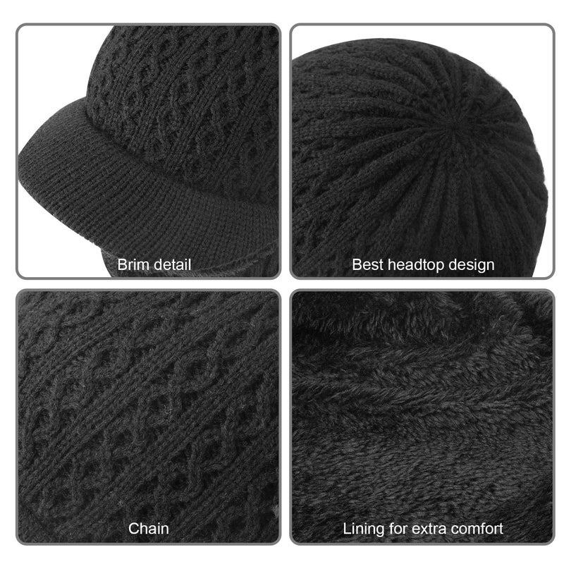 TAGVO Winter Knitted Balaclava Beanie Hat Warm Cycling Ski Mask Universal Size B-Black - Image 4